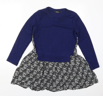 PANDORA Womens Blue Crew Neck Floral Acrylic Pullover Jumper Size M