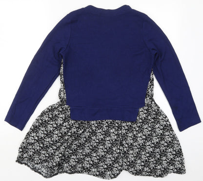 PANDORA Womens Blue Crew Neck Floral Acrylic Pullover Jumper Size M