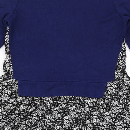 PANDORA Womens Blue Crew Neck Floral Acrylic Pullover Jumper Size M