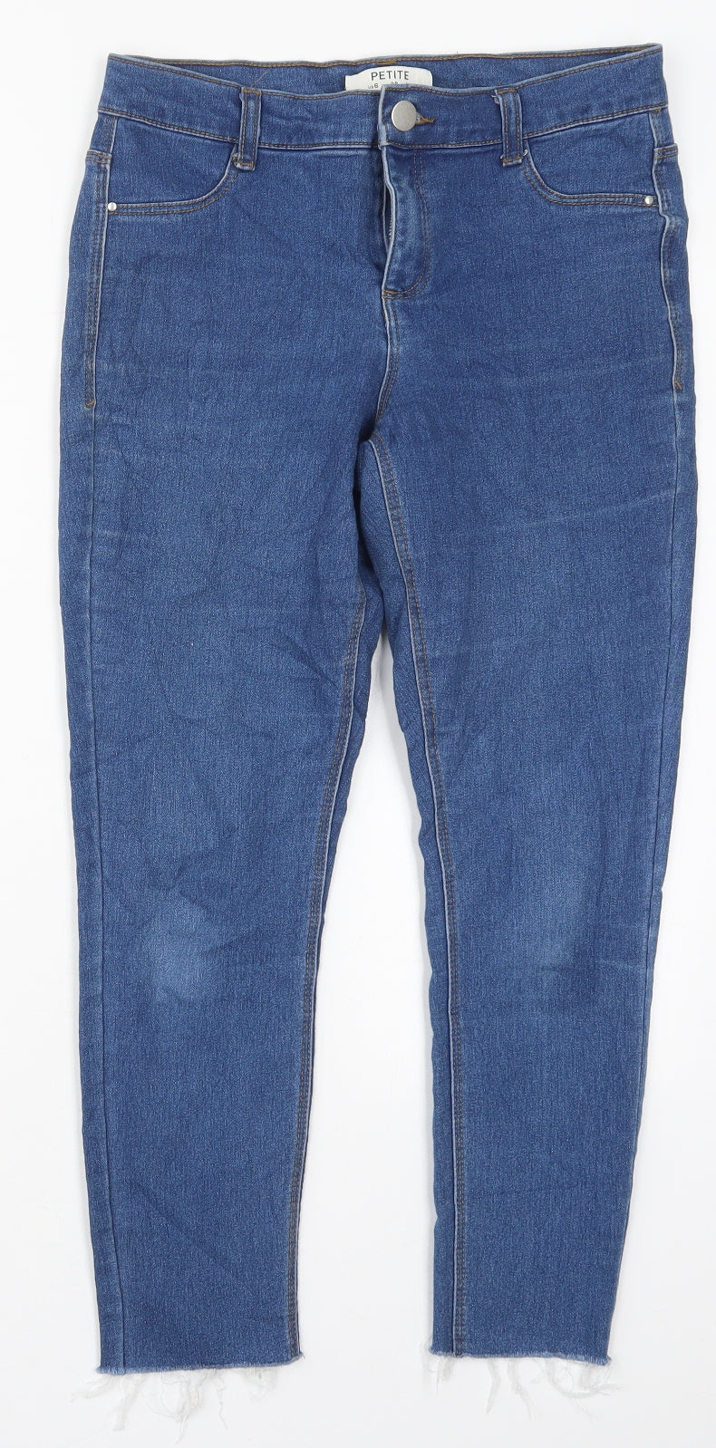 Dorothy Perkins Womens Blue  Cotton Skinny Jeans Size 10 L25 in Regular Button