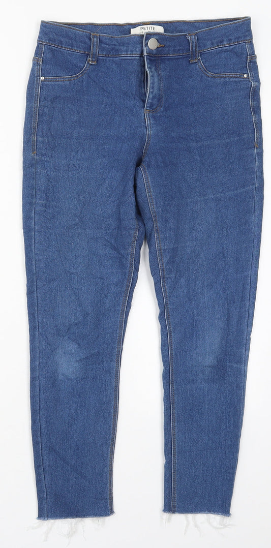 Dorothy Perkins Womens Blue  Cotton Skinny Jeans Size 10 L25 in Regular Button