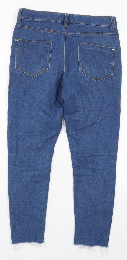 Dorothy Perkins Womens Blue  Cotton Skinny Jeans Size 10 L25 in Regular Button