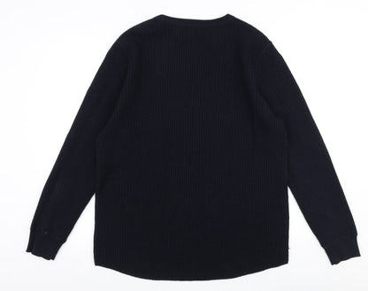 H&M Mens Blue Round Neck  Acrylic Pullover Jumper Size L