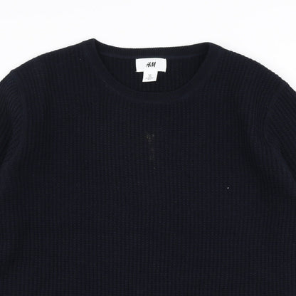 H&M Mens Blue Round Neck  Acrylic Pullover Jumper Size L
