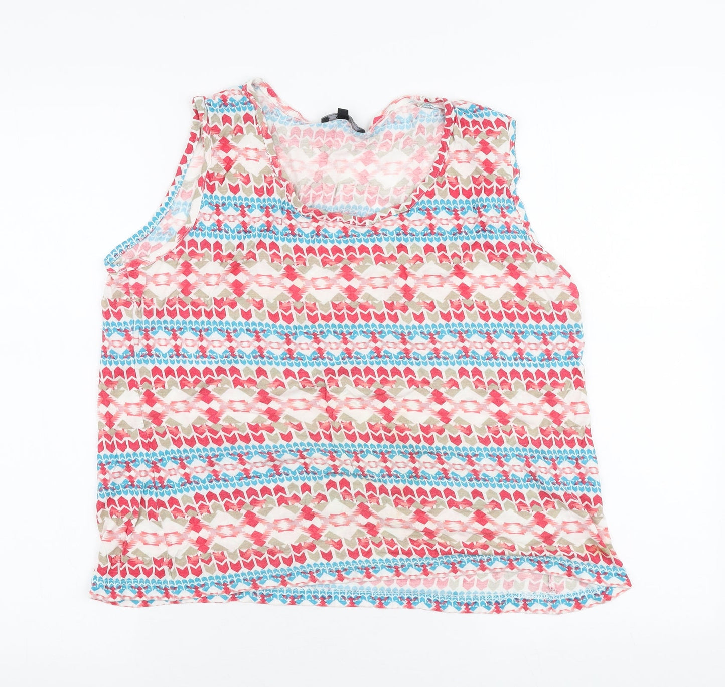 Mystify Womens Multicoloured Geometric Viscose Jersey Tank Size XL Round Neck