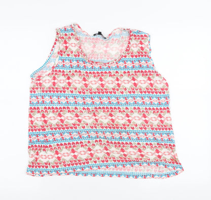 Mystify Womens Multicoloured Geometric Viscose Jersey Tank Size XL Round Neck