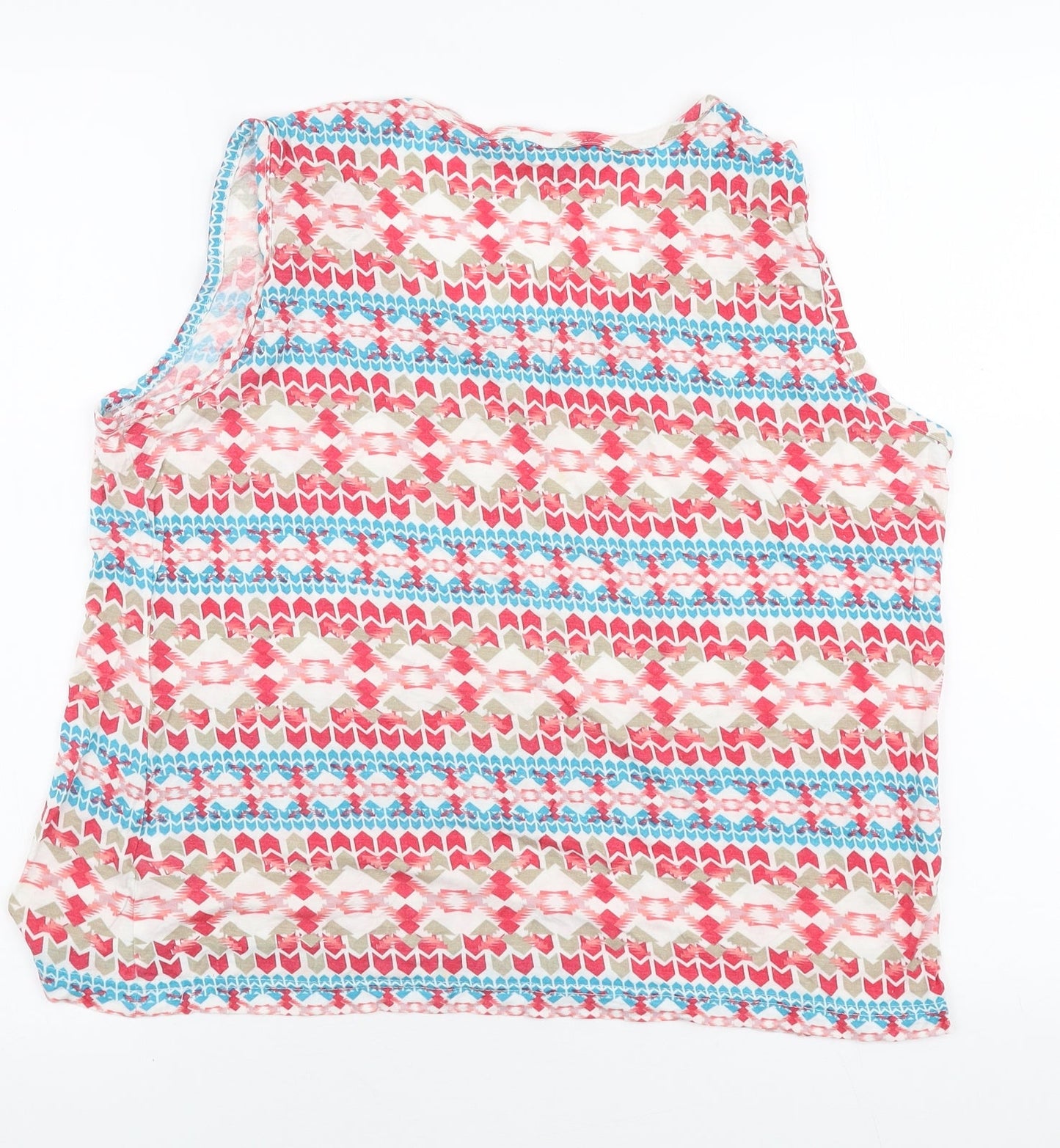 Mystify Womens Multicoloured Geometric Viscose Jersey Tank Size XL Round Neck