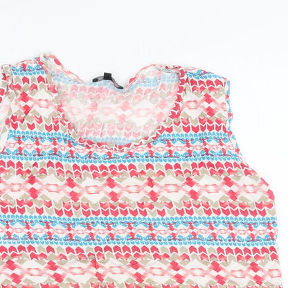 Mystify Womens Multicoloured Geometric Viscose Jersey Tank Size XL Round Neck