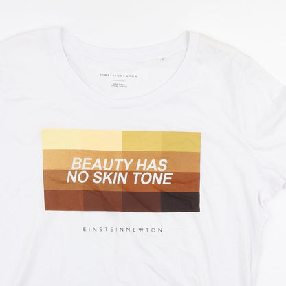 Einstein Newton Womens White  100% Cotton Jersey T-Shirt Size 2XL Round Neck - Beauty has no skin tone