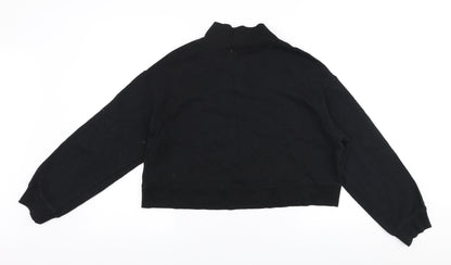 H&M Womens Black  Cotton Pullover Sweatshirt Size M  Zip
