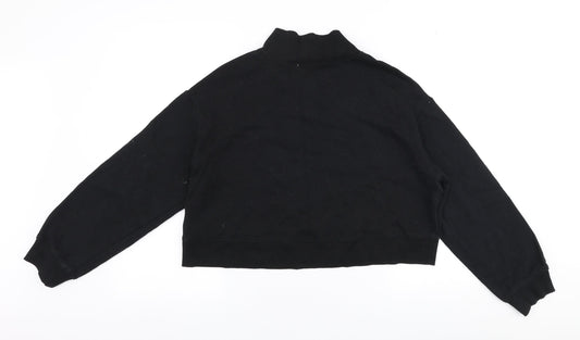 H&M Womens Black  Cotton Pullover Sweatshirt Size M  Zip