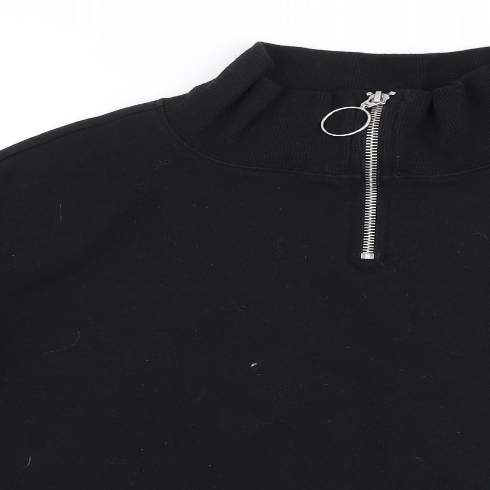 H&M Womens Black  Cotton Pullover Sweatshirt Size M  Zip