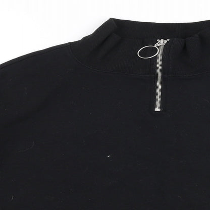 H&M Womens Black  Cotton Pullover Sweatshirt Size M  Zip