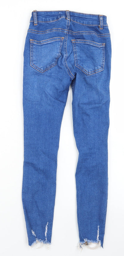 New Look Girls Blue  Cotton Skinny Jeans Size 9 Months  Regular Button - Distressed