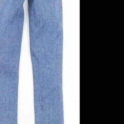 New Look Girls Blue  Cotton Skinny Jeans Size 9 Months  Regular Button - Distressed