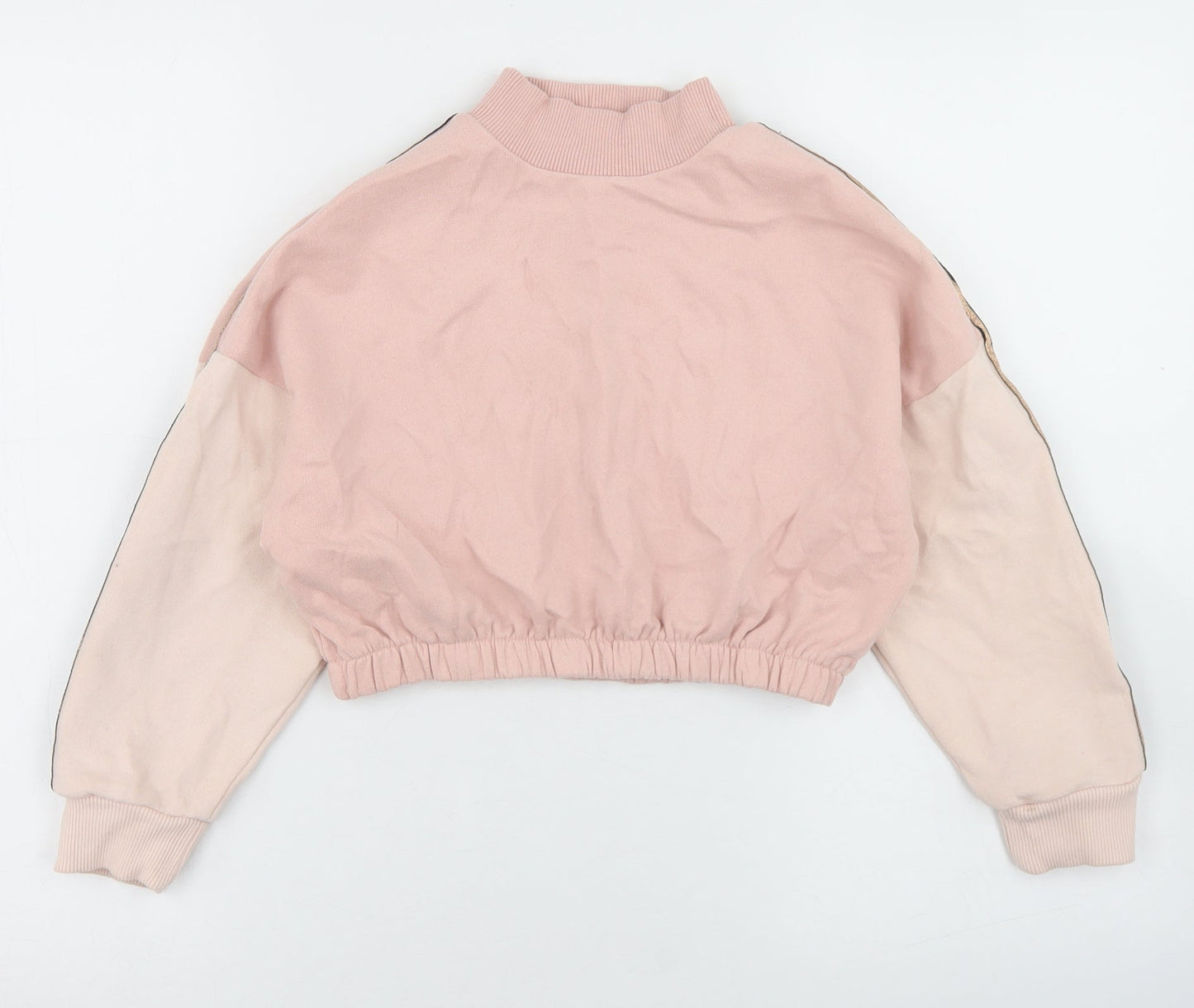 NEXT Girls Pink Colourblock Cotton Pullover Sweatshirt Size 8 Years   - Cropped