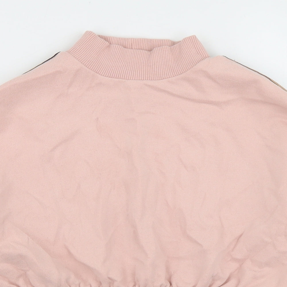 NEXT Girls Pink Colourblock Cotton Pullover Sweatshirt Size 8 Years   - Cropped