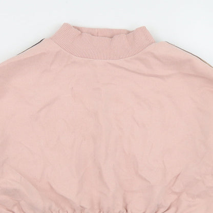 NEXT Girls Pink Colourblock Cotton Pullover Sweatshirt Size 8 Years   - Cropped
