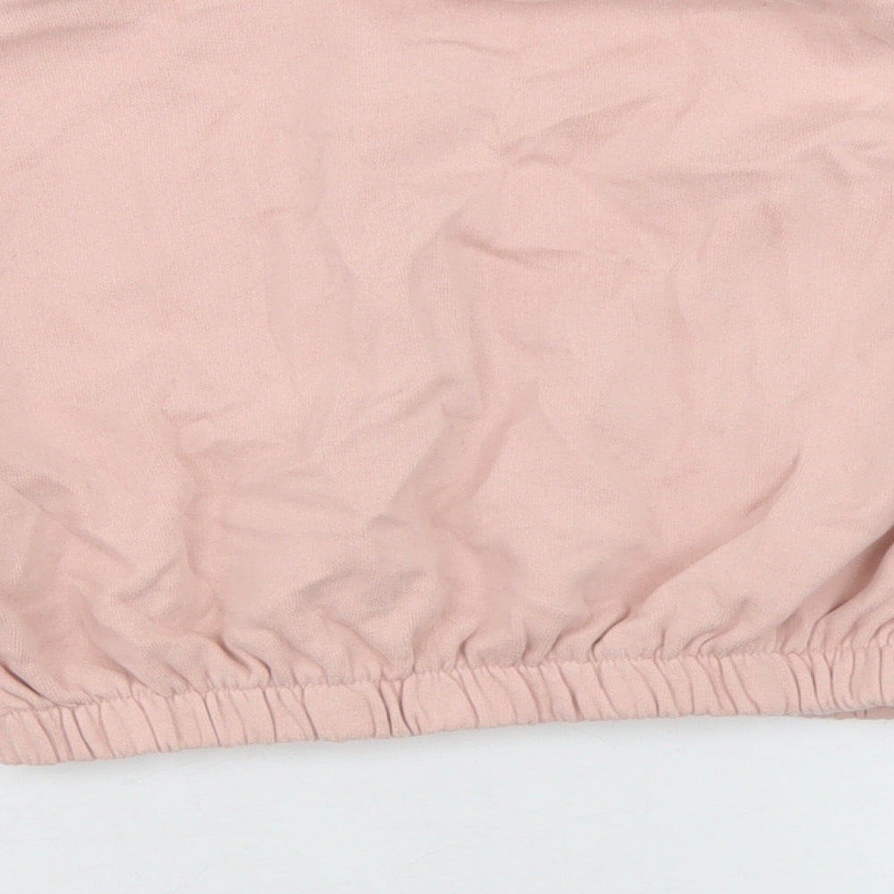 NEXT Girls Pink Colourblock Cotton Pullover Sweatshirt Size 8 Years   - Cropped