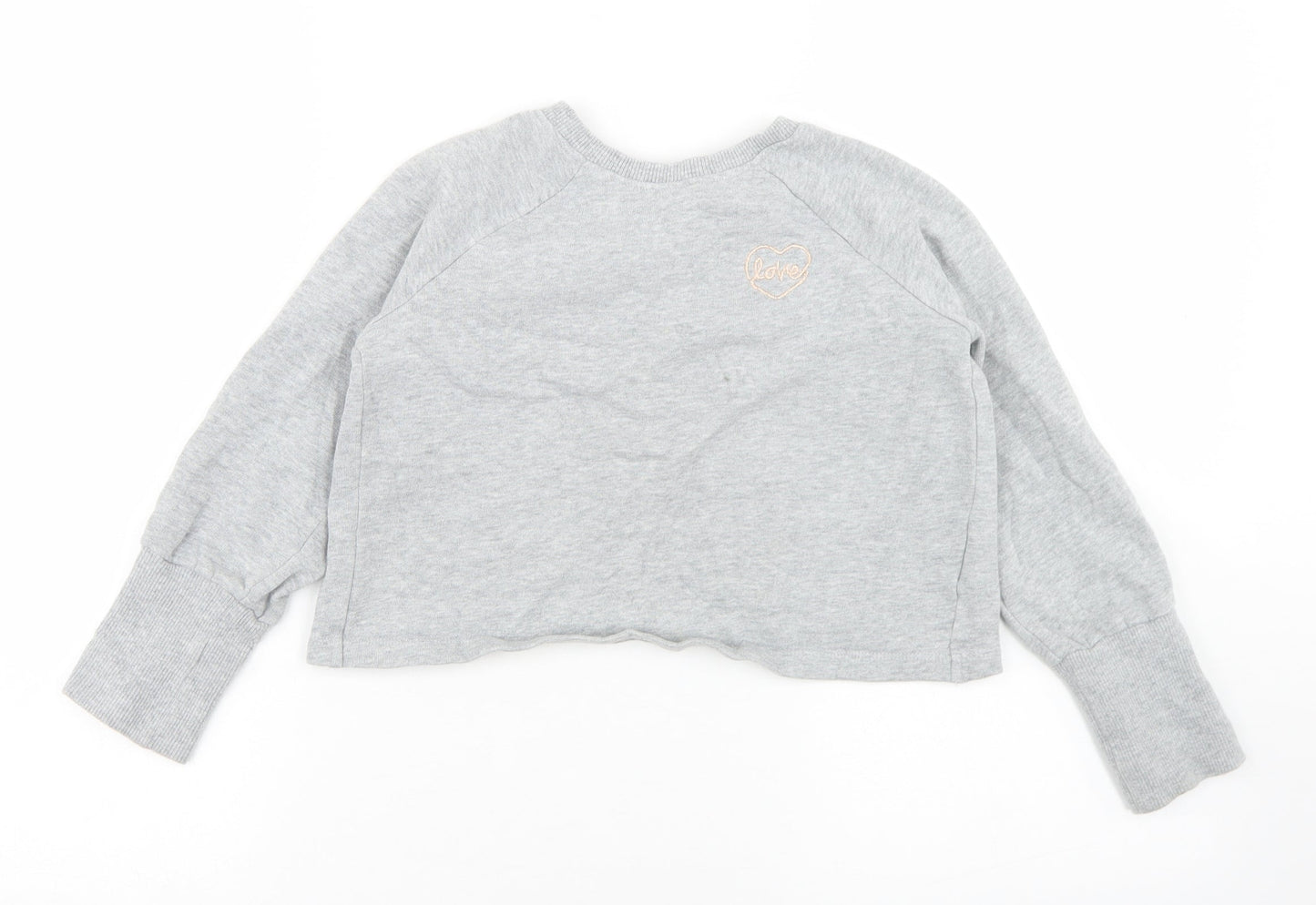 NEXT Girls Grey  Cotton Pullover Sweatshirt Size 7 Years   - Cropped, Open Back