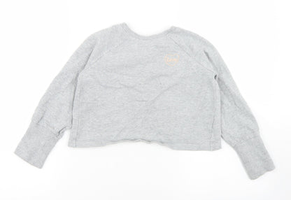 NEXT Girls Grey  Cotton Pullover Sweatshirt Size 7 Years   - Cropped, Open Back
