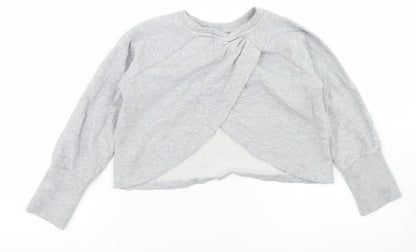 NEXT Girls Grey  Cotton Pullover Sweatshirt Size 7 Years   - Cropped, Open Back