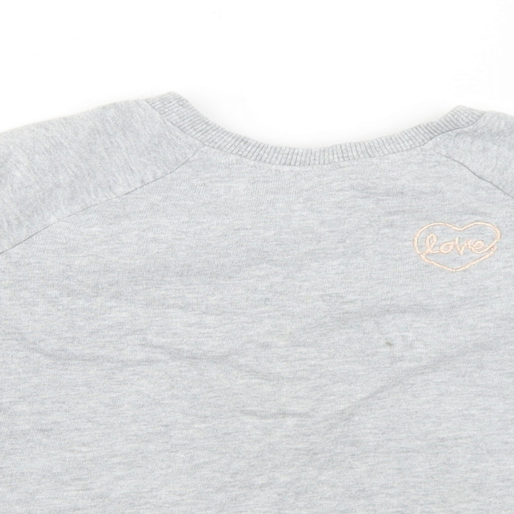 NEXT Girls Grey  Cotton Pullover Sweatshirt Size 7 Years   - Cropped, Open Back