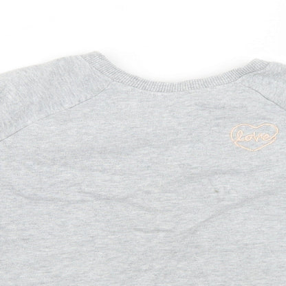 NEXT Girls Grey  Cotton Pullover Sweatshirt Size 7 Years   - Cropped, Open Back