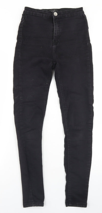 Lipsy Womens Black  Cotton Skinny Jeans Size 8 L28 in Regular Button