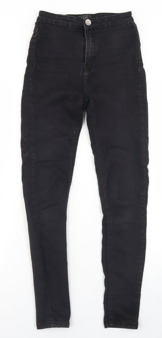 Lipsy Womens Black  Cotton Skinny Jeans Size 8 L28 in Regular Button