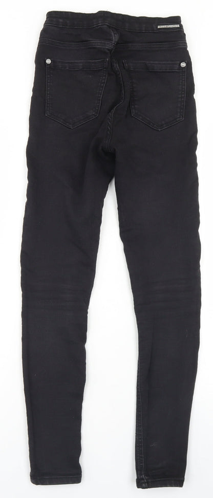 Lipsy Womens Black  Cotton Skinny Jeans Size 8 L28 in Regular Button