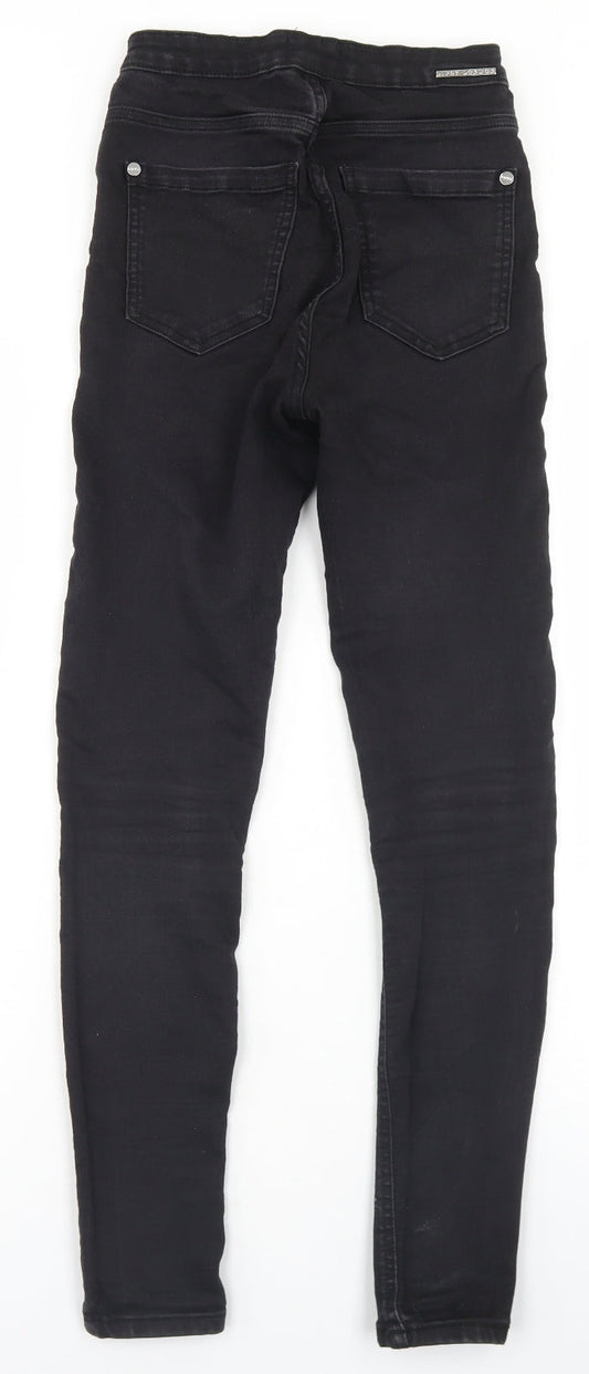 Lipsy Womens Black  Cotton Skinny Jeans Size 8 L28 in Regular Button