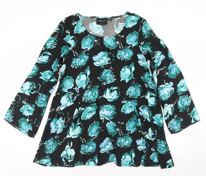 MINKPINK Womens Black Floral Viscose Trapeze & Swing  Size M  Round Neck  - Flare Sleeve
