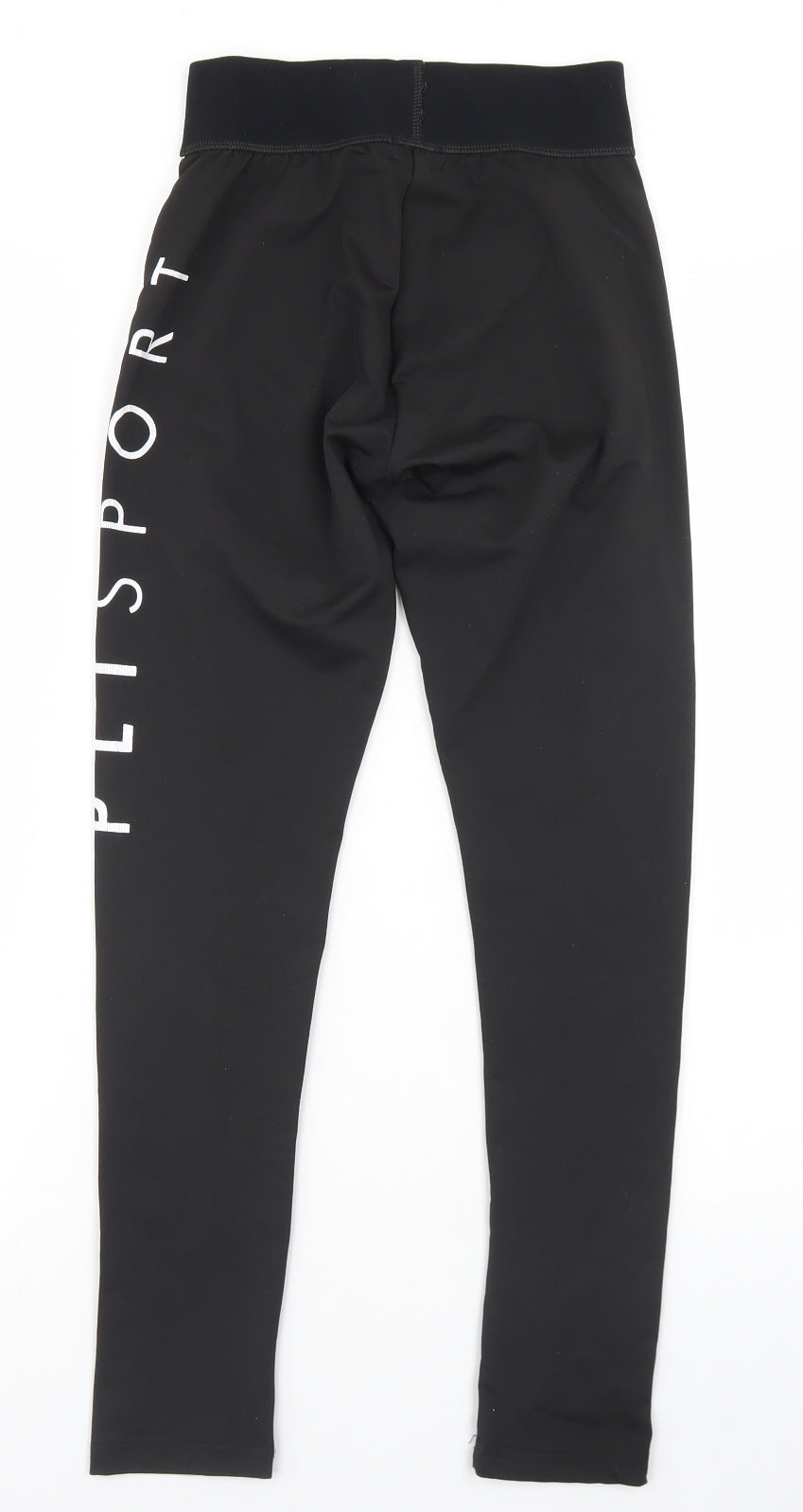 PRETTYLITTLETHING Womens Black  Polyester Compression Leggings Size 8 L25 in Regular