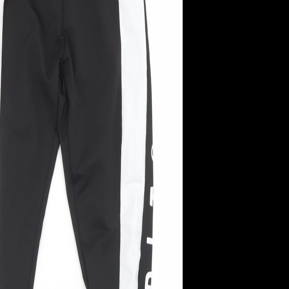 PRETTYLITTLETHING Womens Black  Polyester Compression Leggings Size 8 L25 in Regular