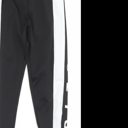 PRETTYLITTLETHING Womens Black  Polyester Compression Leggings Size 8 L25 in Regular
