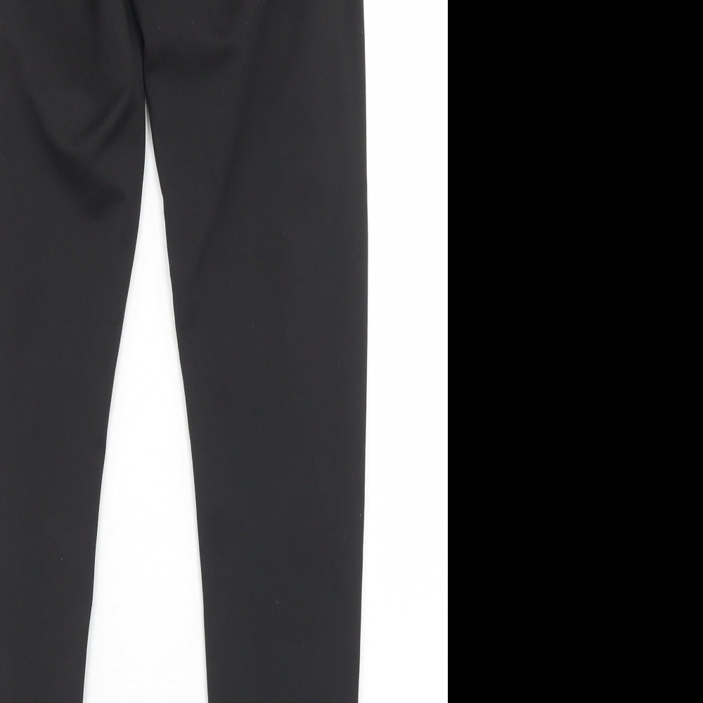 PRETTYLITTLETHING Womens Black  Polyester Compression Leggings Size 8 L25 in Regular