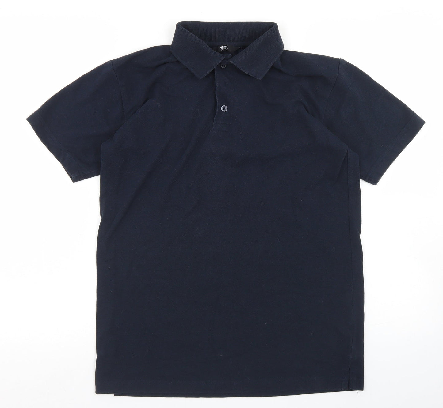 Simon Jeffrey Mens Blue  Polyester  Polo Size S Collared Button
