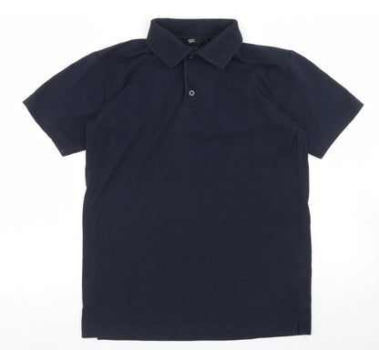 Simon Jeffrey Mens Blue  Polyester  Polo Size S Collared Button