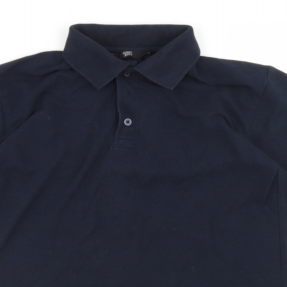 Simon Jeffrey Mens Blue  Polyester  Polo Size S Collared Button