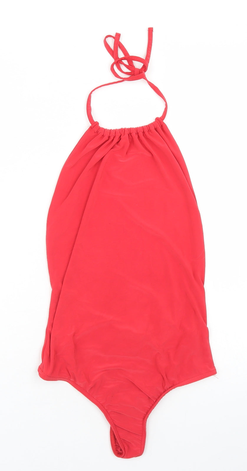 PRETTYLITTLETHING Womens Red  Polyester Bodysuit One-Piece Size 4  Tie