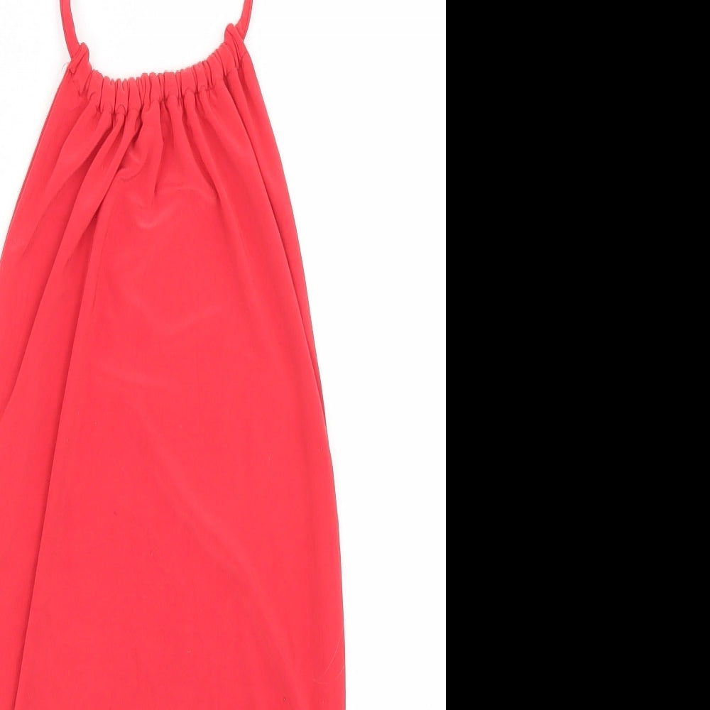 PRETTYLITTLETHING Womens Red  Polyester Bodysuit One-Piece Size 4  Tie