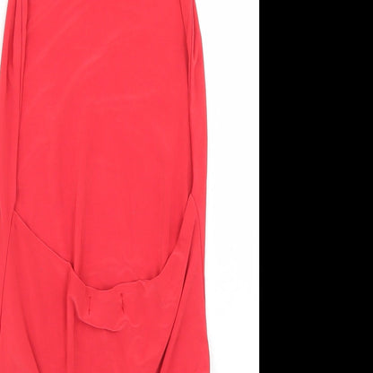 PRETTYLITTLETHING Womens Red  Polyester Bodysuit One-Piece Size 4  Tie