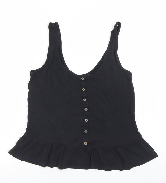 Womens UK Size 10 New Look Black Cropped Tank