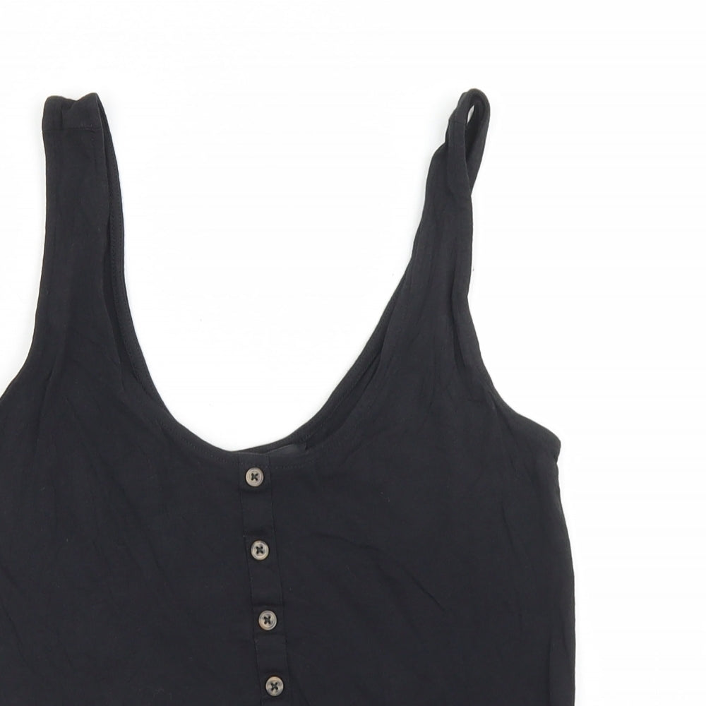 Womens UK Size 10 New Look Black Cropped Tank