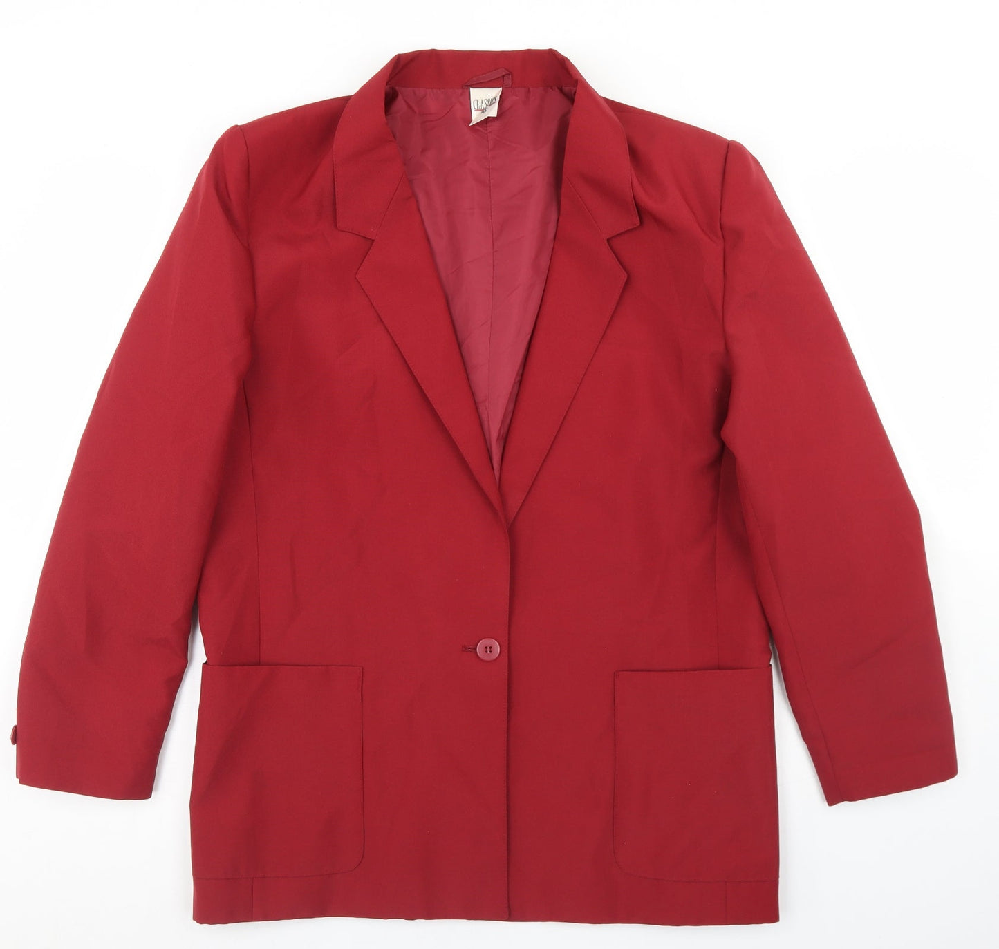 Classics Womens Red  Polyester Jacket Blazer Size 14