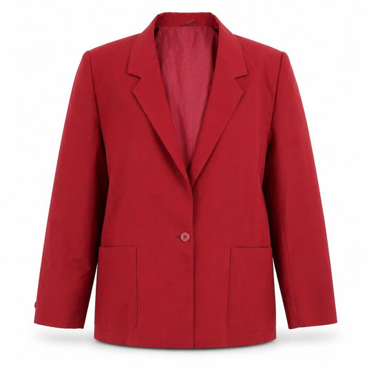Front view of Classics women’s red polyester jacket blazer, size UK 14