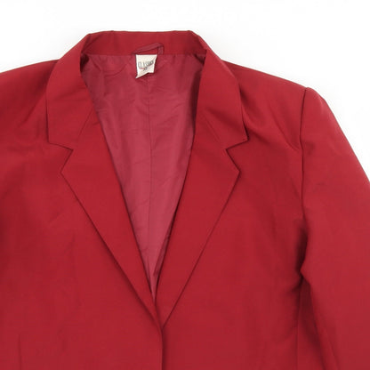 Classics Womens Red  Polyester Jacket Blazer Size 14