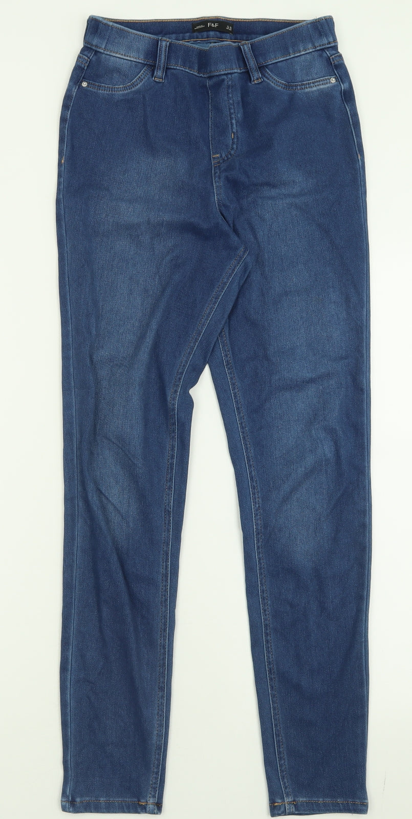 F&F Womens Blue  Cotton Jegging Trousers Size 8 L28 in Regular