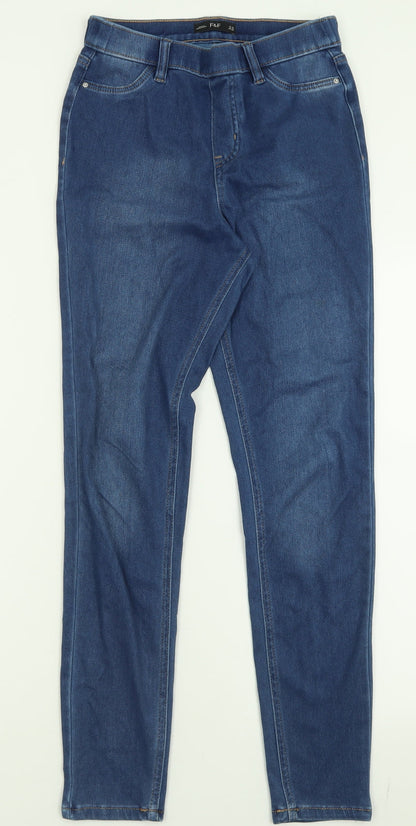 F&F Womens Blue  Cotton Jegging Trousers Size 8 L28 in Regular